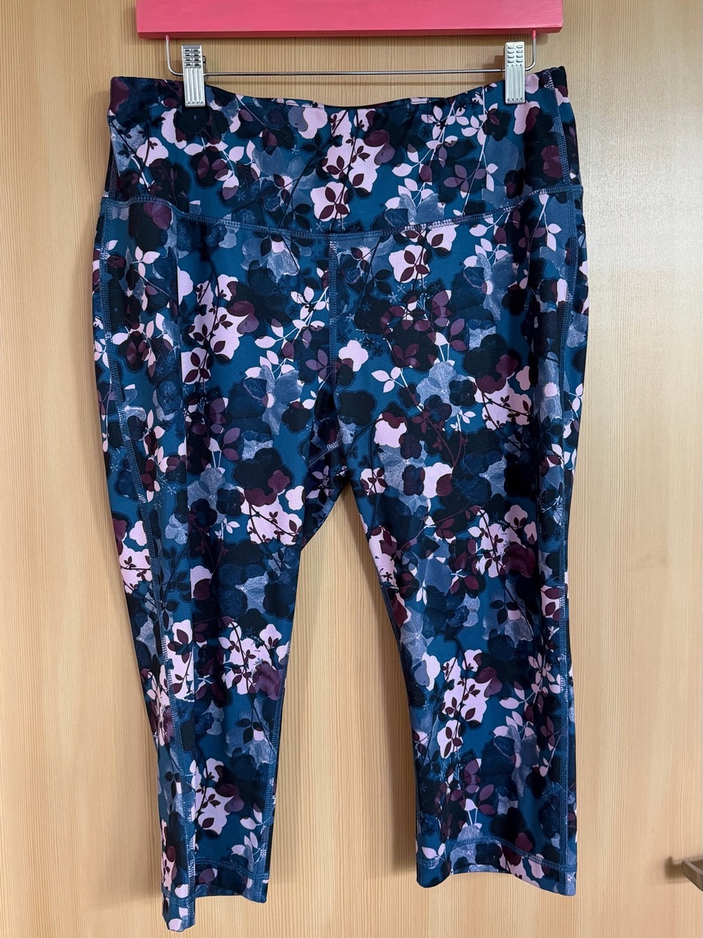 Avia Floral Print Capri Leggings in Blue and Pink